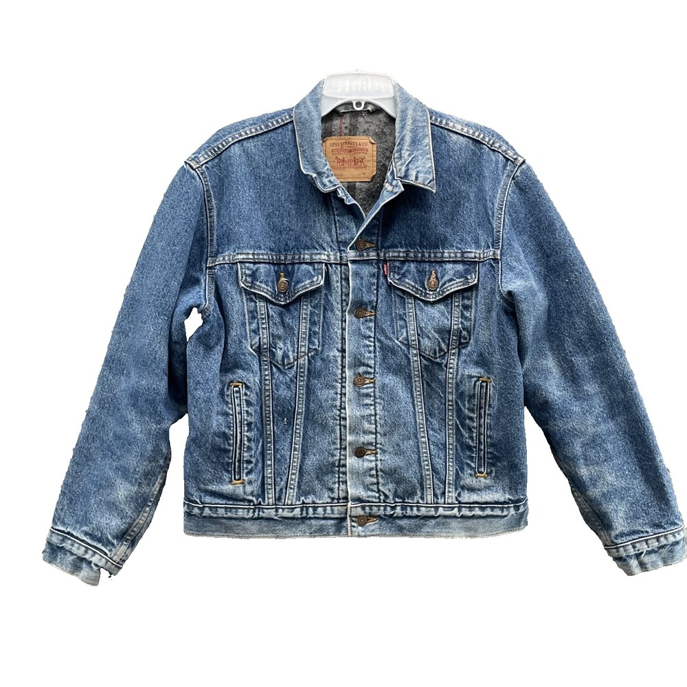 VTG Levi's Trucker Jean Jacket Men's 42 Flannel Lined Thermal Workwear 90's USA